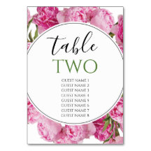 Elegant Pink Peonies Wedding Guest Names