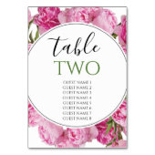 Elegant Pink Peonies Wedding Guest Names Kaart (Achterkant)