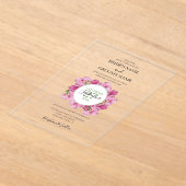 Elegant Pink Peonies Wedding Invitations Acryl Uitnodigingen (Laagn)