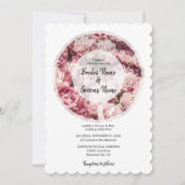 Elegant Pink Peonies Wedding Invitations Kaart (Voorkant)