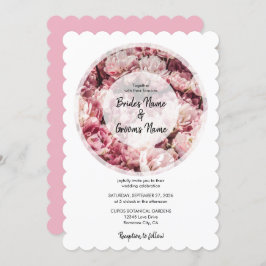 Elegant Pink Peonies Wedding Invitations Kaart