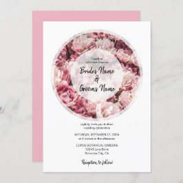 Elegant Pink Peonies Wedding Invitations Kaart