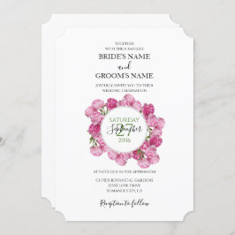 Elegant Pink Peonies Wedding Invitations Kaart