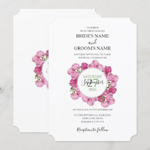 Elegant Pink Peonies Wedding Invitations Kaart