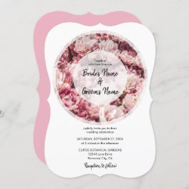 Elegant Pink Peonies Wedding Invitations Kaart