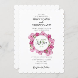 Elegant Pink Peonies Wedding Invitations Kaart