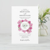 Elegant Pink Peonies Wedding Invitations Kaart (Staand voorkant)