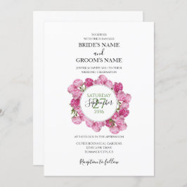 Elegant Pink Peonies Wedding Invitations Kaart