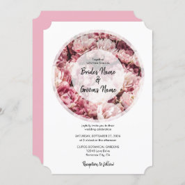 Elegant Pink Peonies Wedding Invitations Kaart