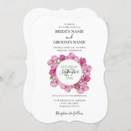 Elegant Pink Peonies Wedding Invitations Kaart