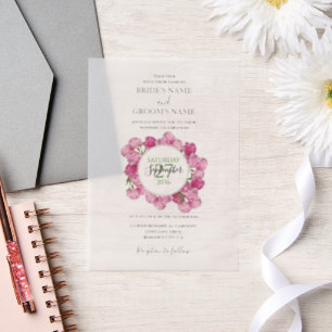 Elegant Pink Peonies Wedding Invitations Vellum Uitnodigingen