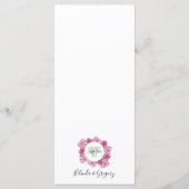 Elegant Pink Peonies Wedding Menu (Achterkant)