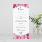 Elegant Pink Peonies Wedding Menu (Staand voorkant)