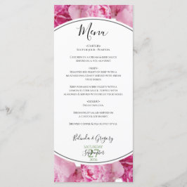 Elegant Pink Peonies Wedding Menu