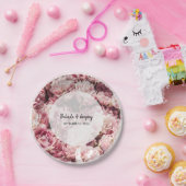 Elegant Pink Peonies Wedding Papieren Bordje (Feest)