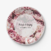 Elegant Pink Peonies Wedding Papieren Bordje (Voorkant)