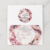 Elegant Pink Peonies Wedding Place Card Plaatskaartje (Buitenkant ongevouwen)