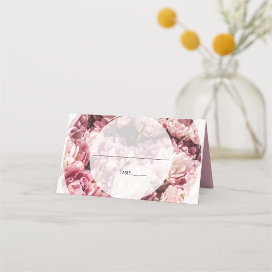 Elegant Pink Peonies Wedding Place Card Plaatskaartje (Voorkant)