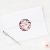 Elegant Pink Peonies Wedding Ronde Sticker (Envelop)