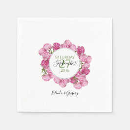 Elegant Pink Peonies Wedding Servet