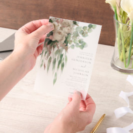 Elegant Pink Peonies Wedding Vellum Uitnodigingen