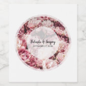 Elegant Pink Peonies Wedding Wijn Etiket (Enkel label)