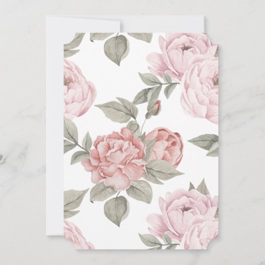 Elegant Pink Peony Baby's eerste verjaardag & Bapt Kaart (Achterkant)