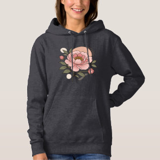Elegant Pink Peony Botanical Art Women's Sweatshir Hoodie