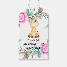 Elegant Pink Peony en een Cute Giraffe Cadeaulabel