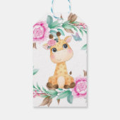 Elegant Pink Peony en een Cute Giraffe Cadeaulabel (Achterkant)