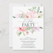 Elegant Pink Peony Floral Calligraphy Birthday Kaart (Voorkant)