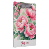 Elegant Pink Peony Floral Klembord (Rechts)