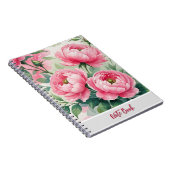 Elegant Pink Peony Floral Notebook Notitieboek (Rechterzijde)