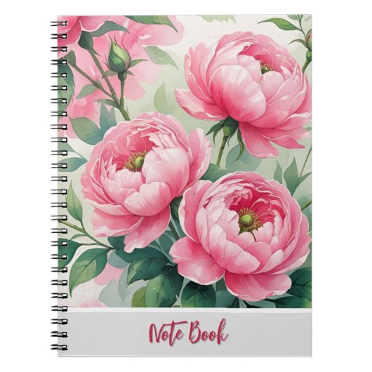 Elegant Pink Peony Floral Notebook Notitieboek (Voorkant)