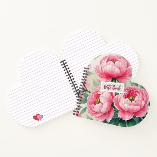 Elegant Pink Peony Floral Notebook Notitieboek (Binnen)