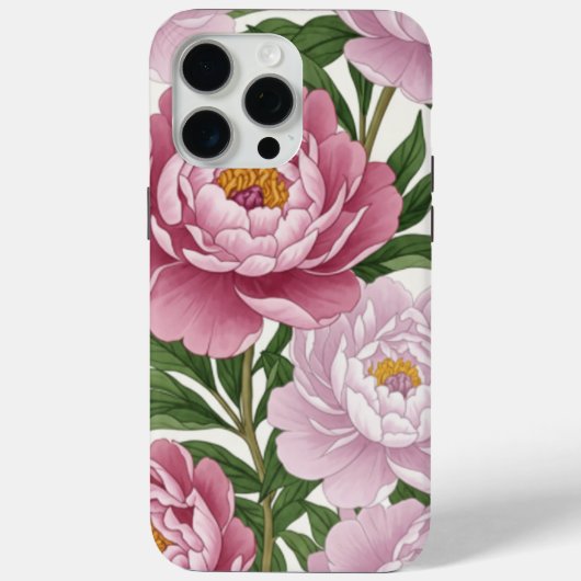Elegant Pink Peony Floral Phone Case (Achterkant)
