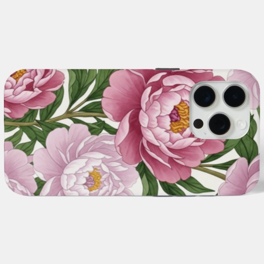 Elegant Pink Peony Floral Phone Case (Achterkant (horizontaal))