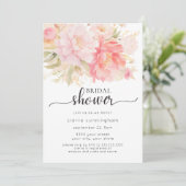 Elegant Pink Peony Floral Vrijgezellenfeest Kaart (Staand voorkant)