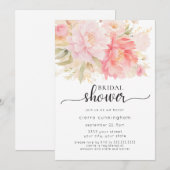 Elegant Pink Peony Floral Vrijgezellenfeest Kaart (Voorkant / Achterkant)