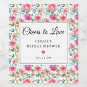 Elegant Pink Peony Floral Vrijgezellenfeest Wijn Etiket (Enkel label)