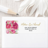 Elegant Pink Peony Florals Adres Etiket (Insitu)