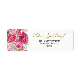 Elegant Pink Peony Florals Adres Etiket