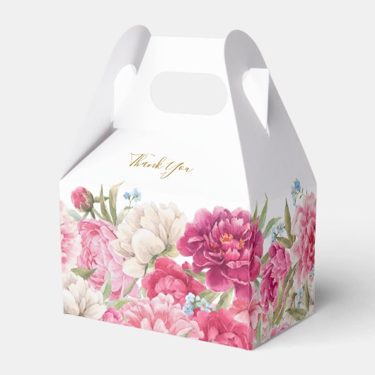 Elegant Pink Peony Florals Wedding Bedankdoosjes (Achterkant)
