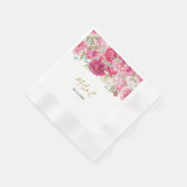 Elegant Pink Peony Florals Wedding Napkins Servet (Hoek)
