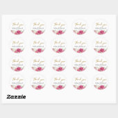 Elegant Pink Peony Florals Wedding Ronde Sticker (Vel)