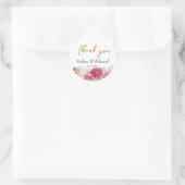 Elegant Pink Peony Florals Wedding Ronde Sticker (Tas)