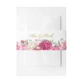 Elegant Pink Peony Florals Wedding Uitnodigingen Wikkel (Voorkant Voorbeeld)