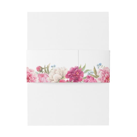 Elegant Pink Peony Florals Wedding Uitnodigingen Wikkel (Achterkant Voorbeeld)