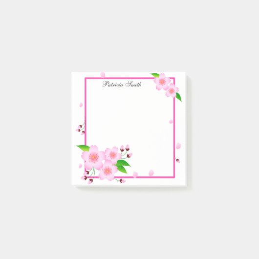 Elegant Pink Peony Flower Personalized Post-it® Notes (Voorkant)