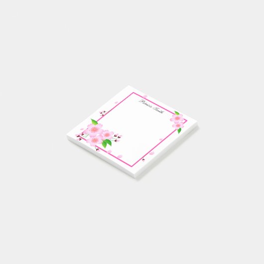 Elegant Pink Peony Flower Personalized Post-it® Notes (Schuin)